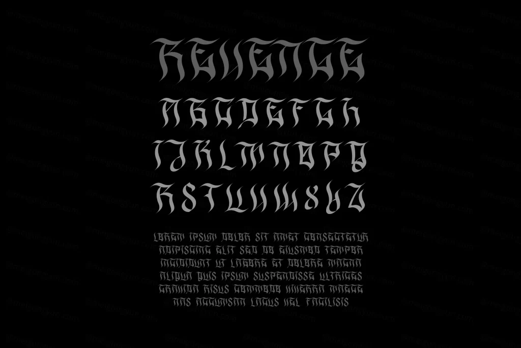 高质量现代优雅哥特式美学锐利英文书法字体 REVENGE FONT