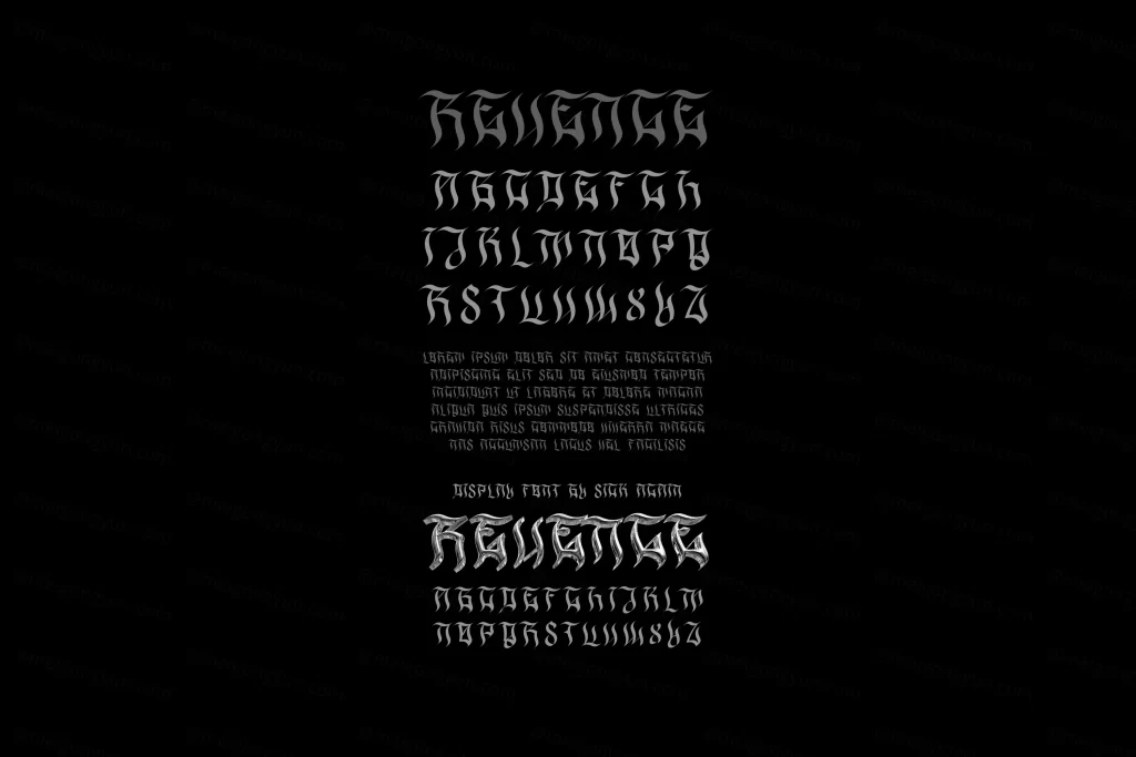 高质量现代优雅哥特式美学锐利英文书法字体 REVENGE FONT